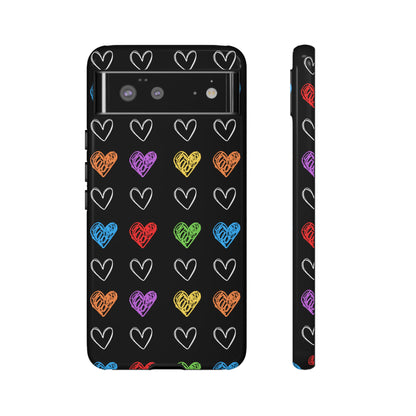 Colored Hearts Phone Case - for Apple, Samsung, and Google Phones