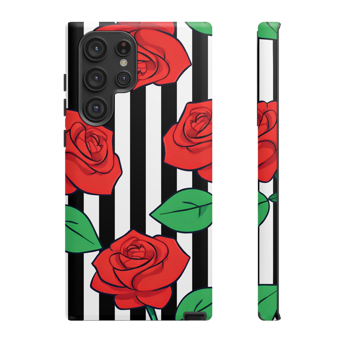 Stripes and Roses Phone Case - for Apple, Samsung, and Google Phones