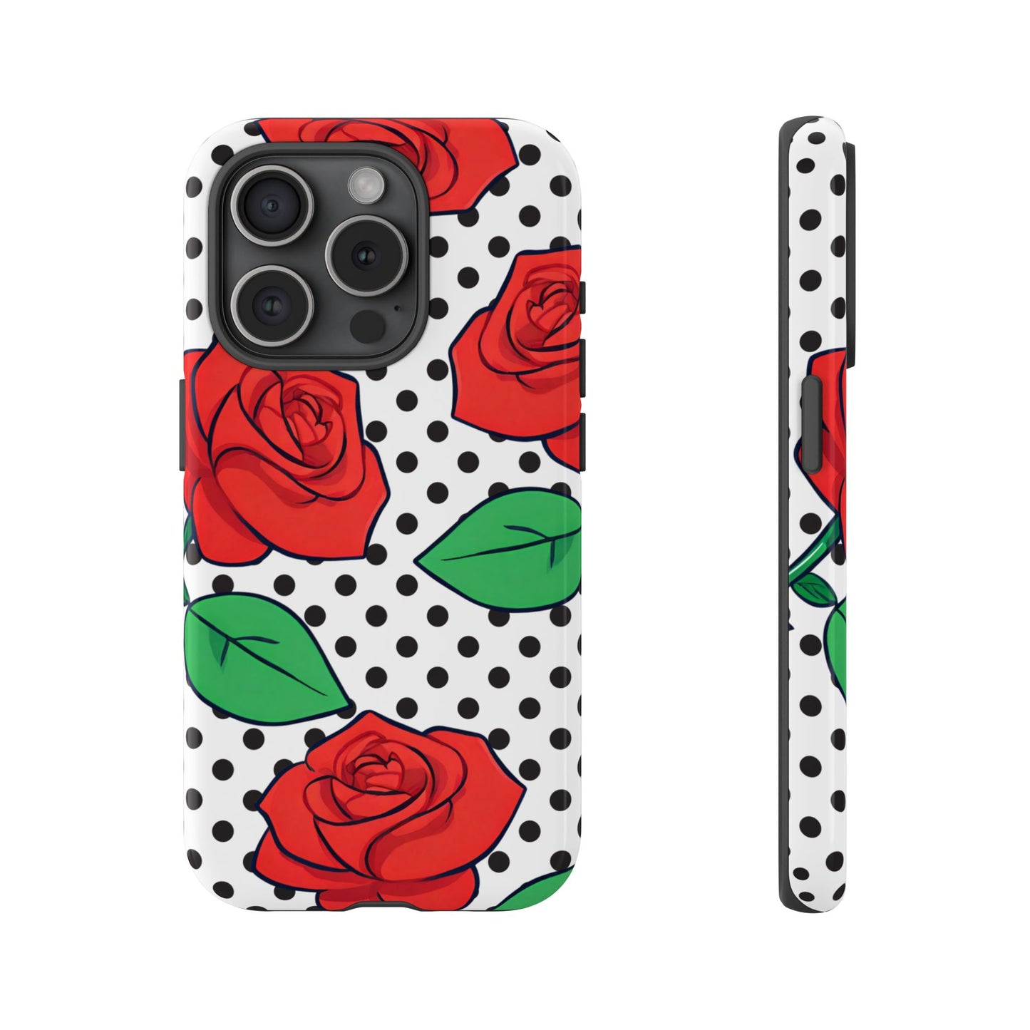 Polka Dot and Roses Phone Case - for Apple, Samsung, and Google Phones