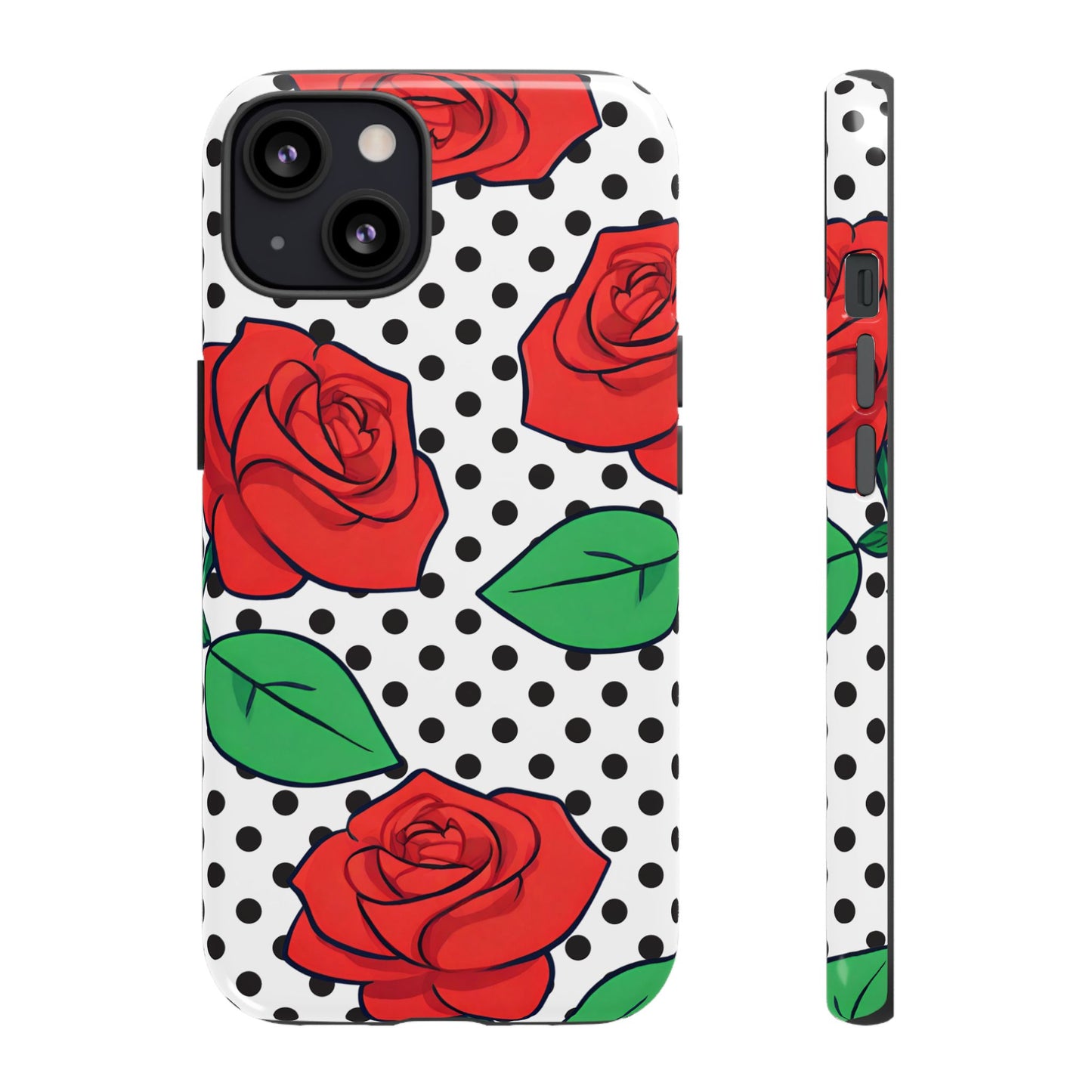 Polka Dot and Roses Phone Case - for Apple, Samsung, and Google Phones