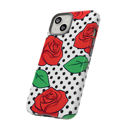 Polka Dot and Roses Phone Case - for Apple, Samsung, and Google Phones