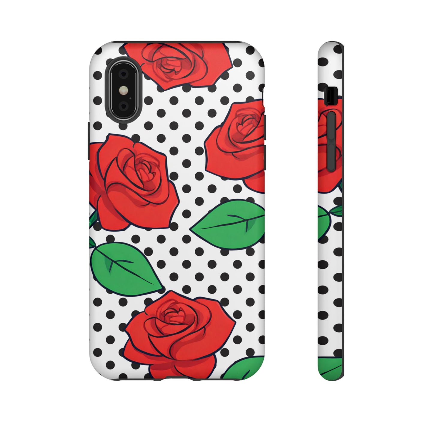 Polka Dot and Roses Phone Case - for Apple, Samsung, and Google Phones