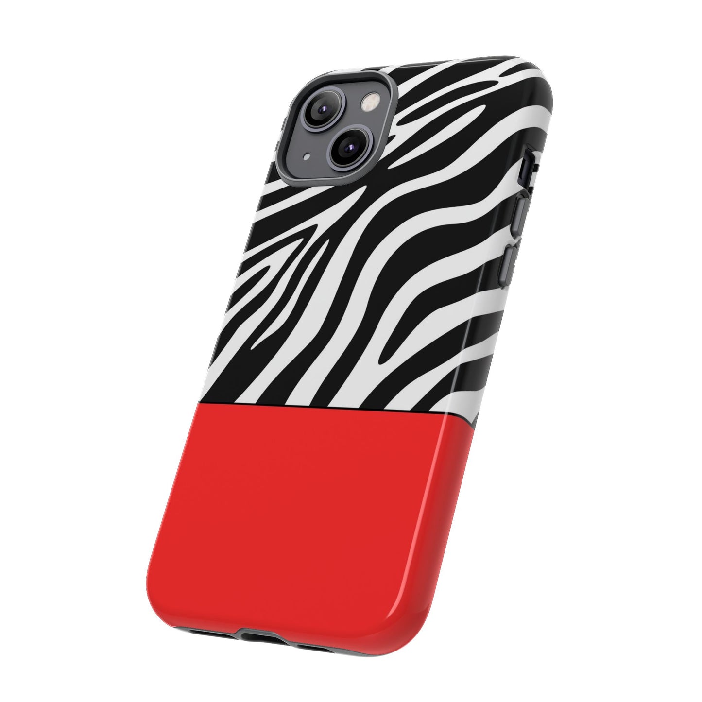 Zebra Print with Red Color Block Phone Case - for Apple, Samsung, and Google Phones