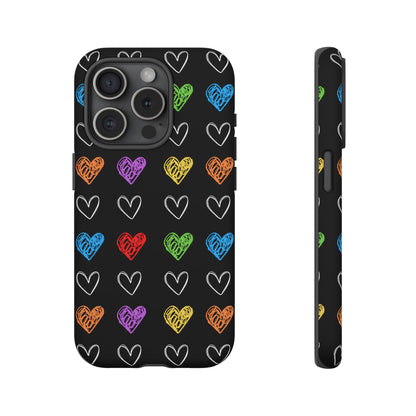 Colored Hearts Phone Case - for Apple, Samsung, and Google Phones