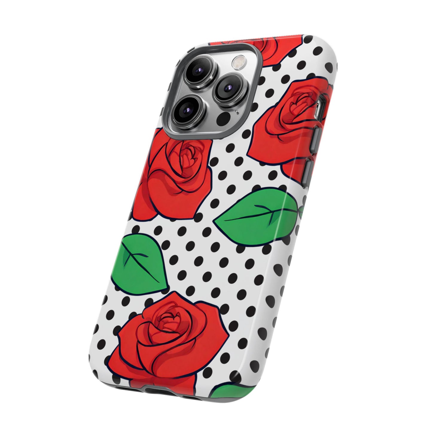 Polka Dot and Roses Phone Case - for Apple, Samsung, and Google Phones