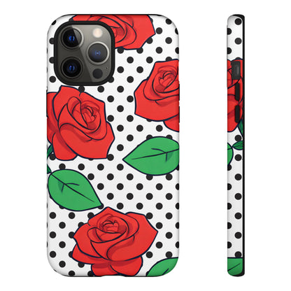 Polka Dot and Roses Phone Case - for Apple, Samsung, and Google Phones