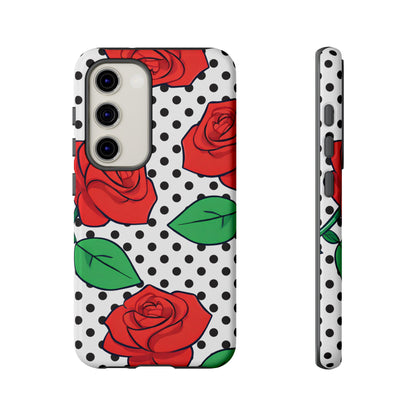 Polka Dot and Roses Phone Case - for Apple, Samsung, and Google Phones