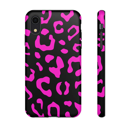 Black and Pink Leopard Print Phone Case - for Apple, Samsung, and Google Phones