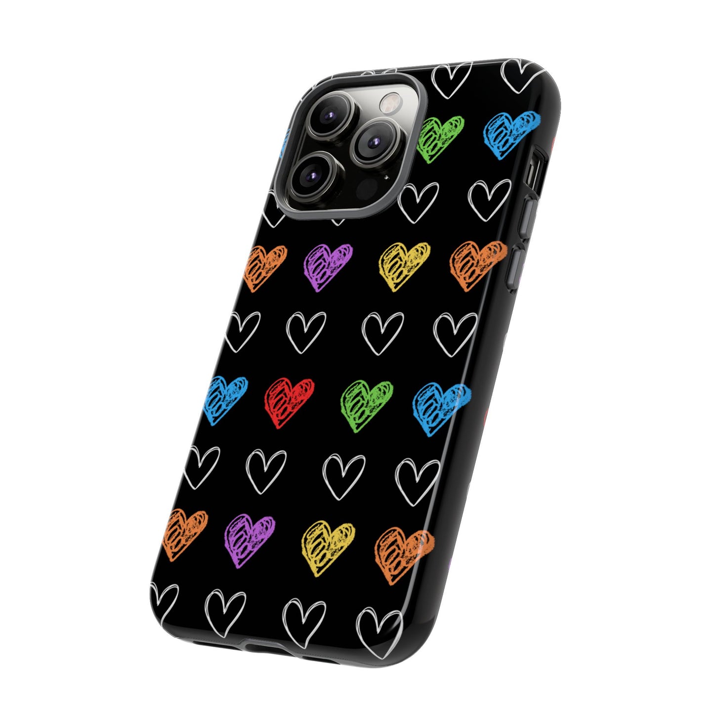 Colored Hearts Phone Case - for Apple, Samsung, and Google Phones