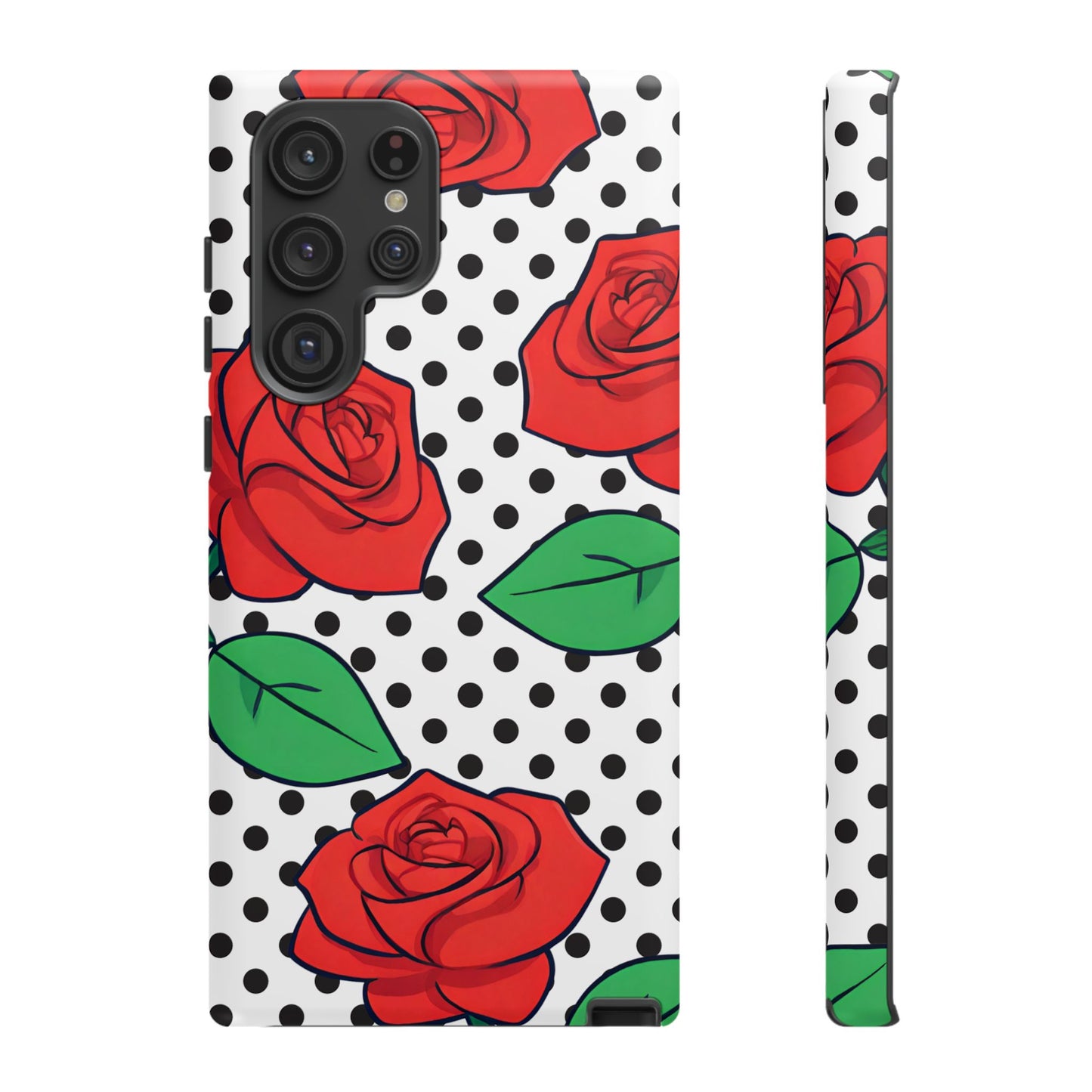 Polka Dot and Roses Phone Case - for Apple, Samsung, and Google Phones