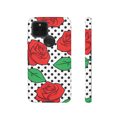 Polka Dot and Roses Phone Case - for Apple, Samsung, and Google Phones