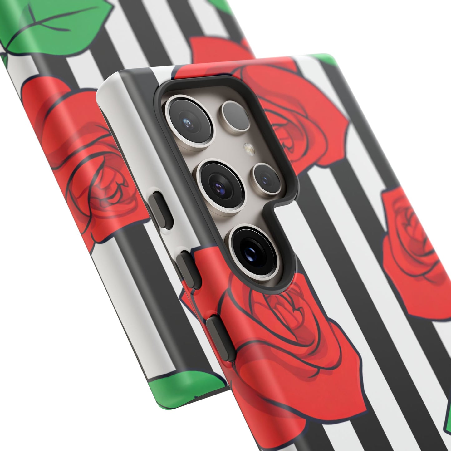 Stripes and Roses Phone Case - for Apple, Samsung, and Google Phones