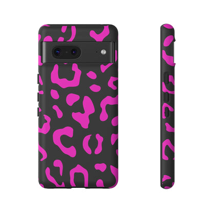 Black and Pink Leopard Print Phone Case - for Apple, Samsung, and Google Phones