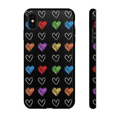 Colored Hearts Phone Case - for Apple, Samsung, and Google Phones