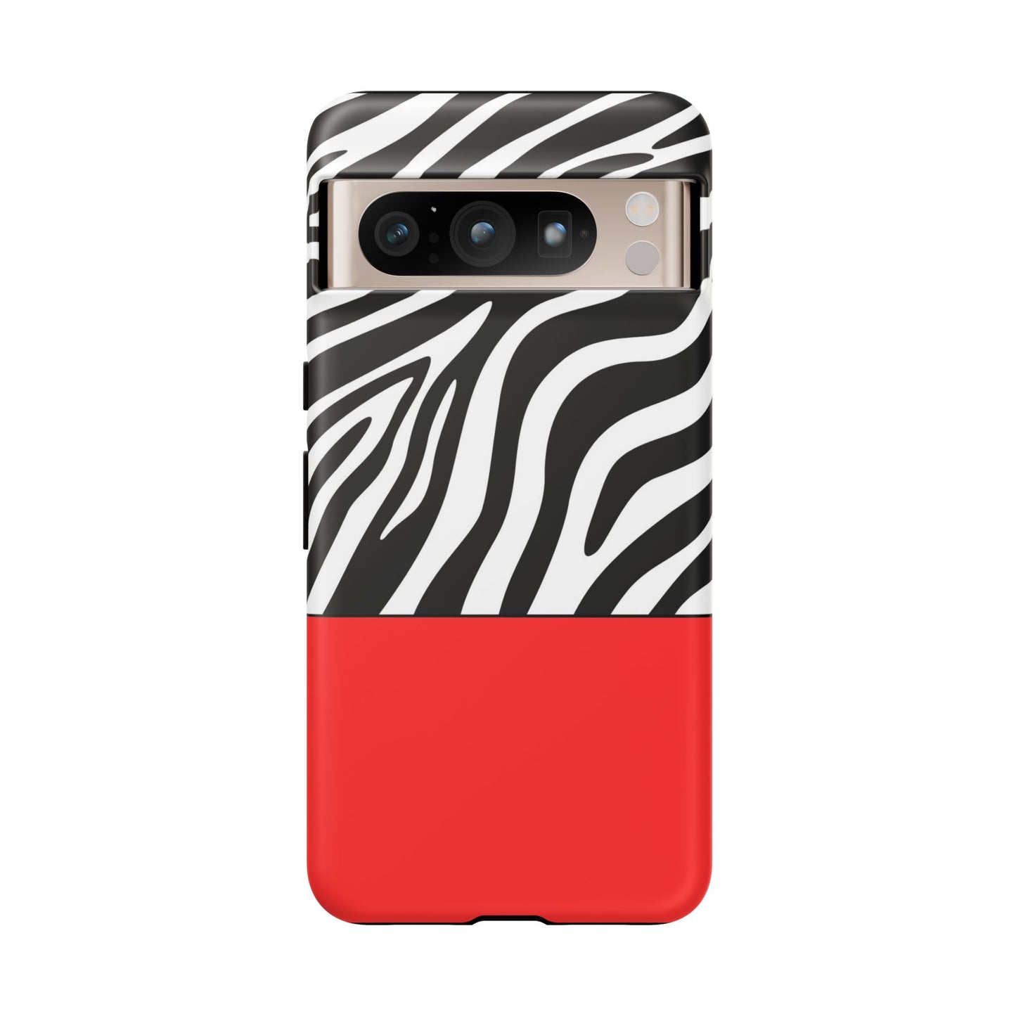 Zebra Print with Red Color Block Phone Case - for Apple, Samsung, and Google Phones