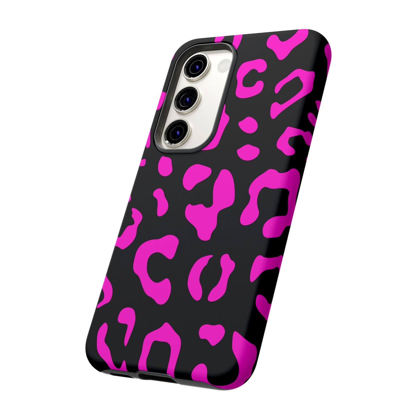 Black and Pink Leopard Print Phone Case - for Apple, Samsung, and Google Phones