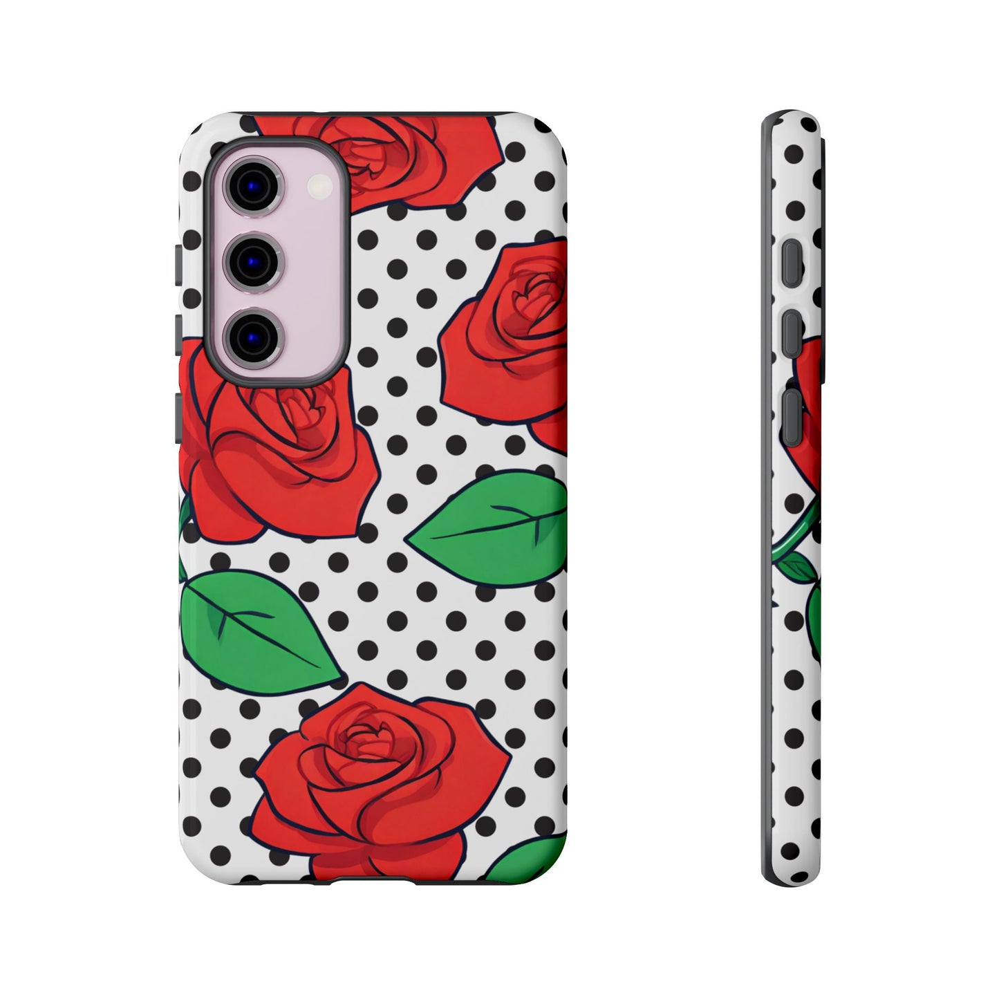 Polka Dot and Roses Phone Case - for Apple, Samsung, and Google Phones