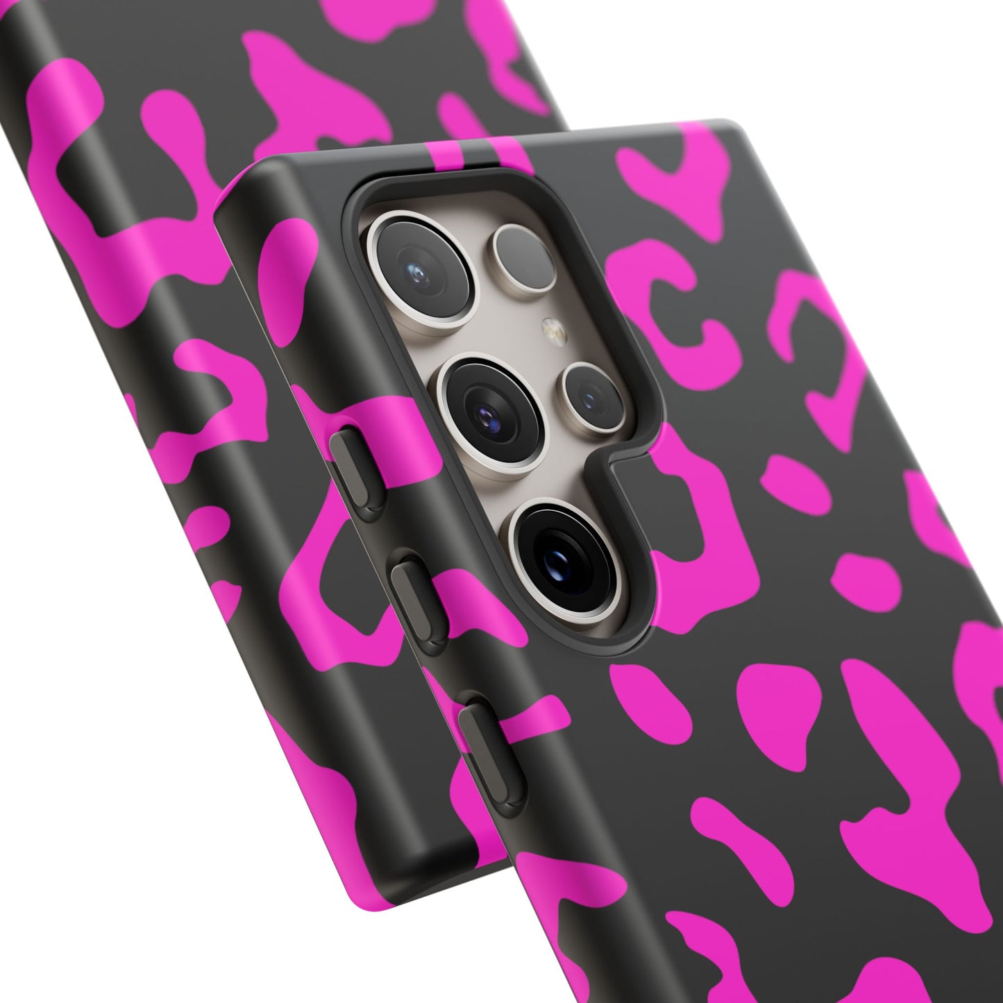 Black and Pink Leopard Print Phone Case - for Apple, Samsung, and Google Phones