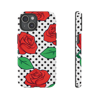 Polka Dot and Roses Phone Case - for Apple, Samsung, and Google Phones