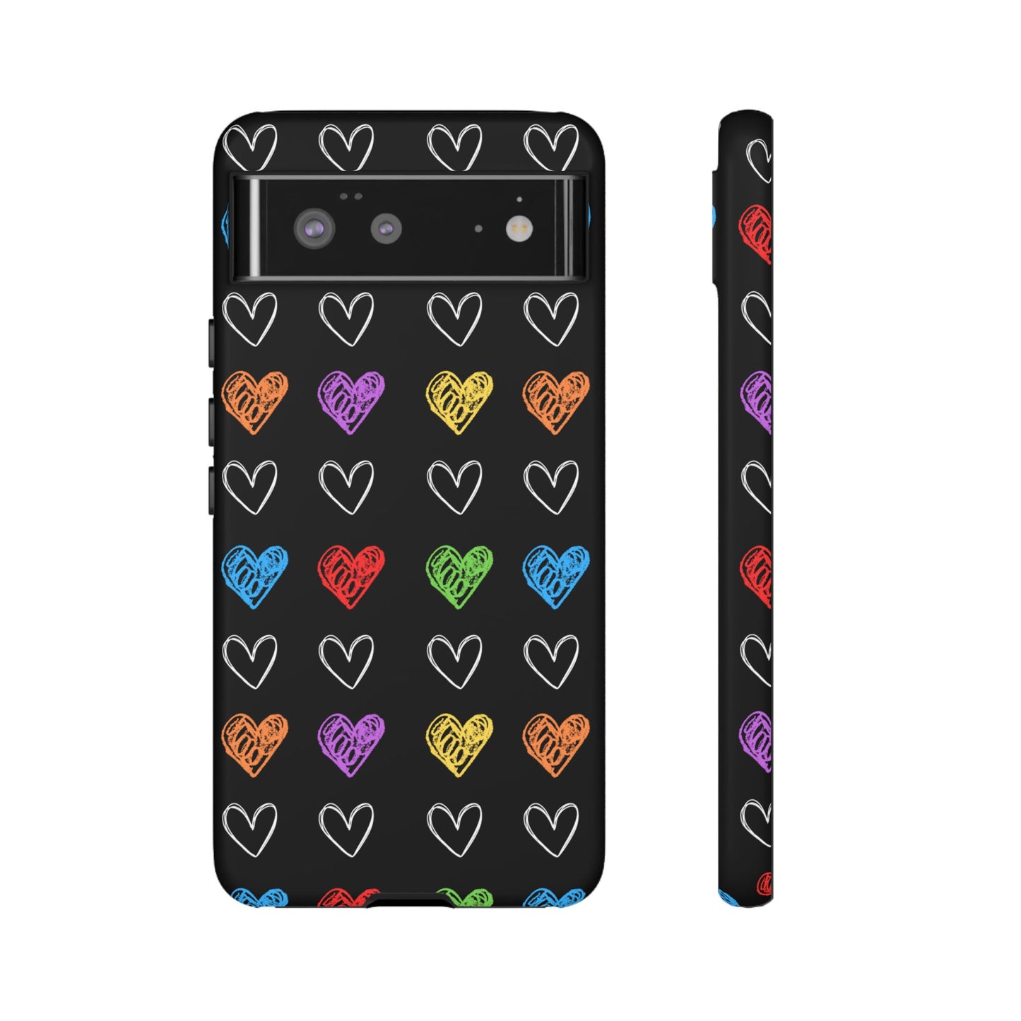 Colored Hearts Phone Case - for Apple, Samsung, and Google Phones