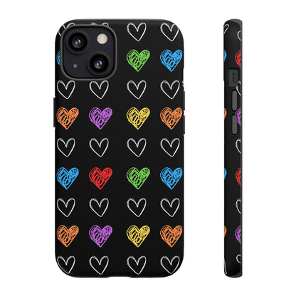 Colored Hearts Phone Case - for Apple, Samsung, and Google Phones