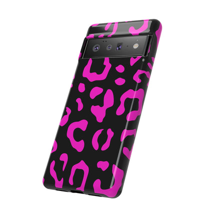 Black and Pink Leopard Print Phone Case - for Apple, Samsung, and Google Phones