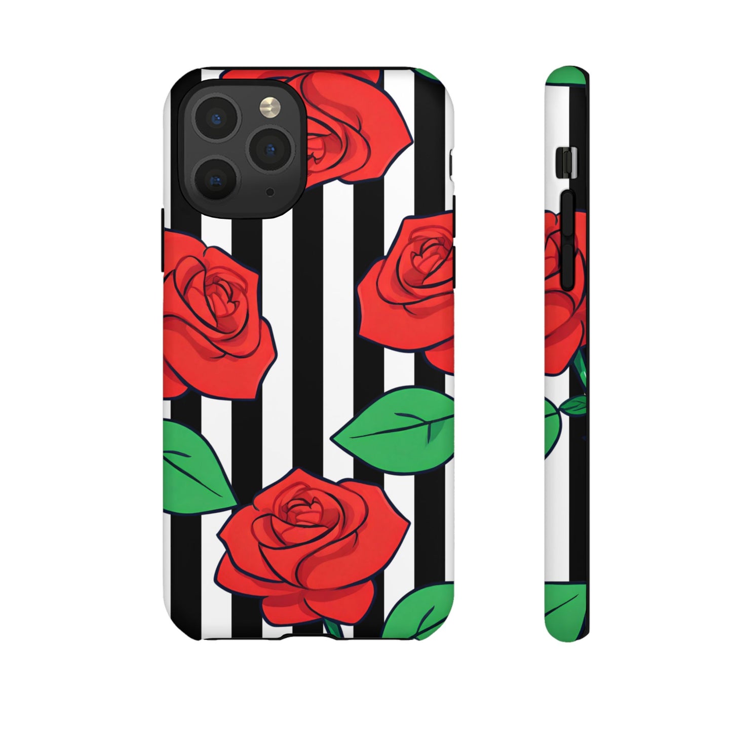 Stripes and Roses Phone Case - for Apple, Samsung, and Google Phones