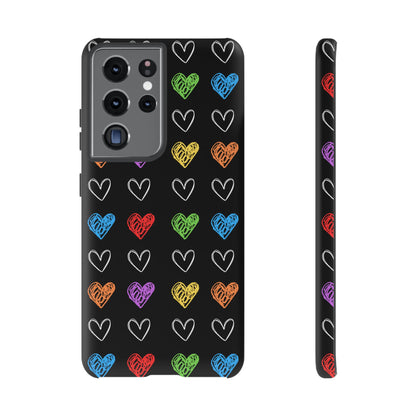 Colored Hearts Phone Case - for Apple, Samsung, and Google Phones