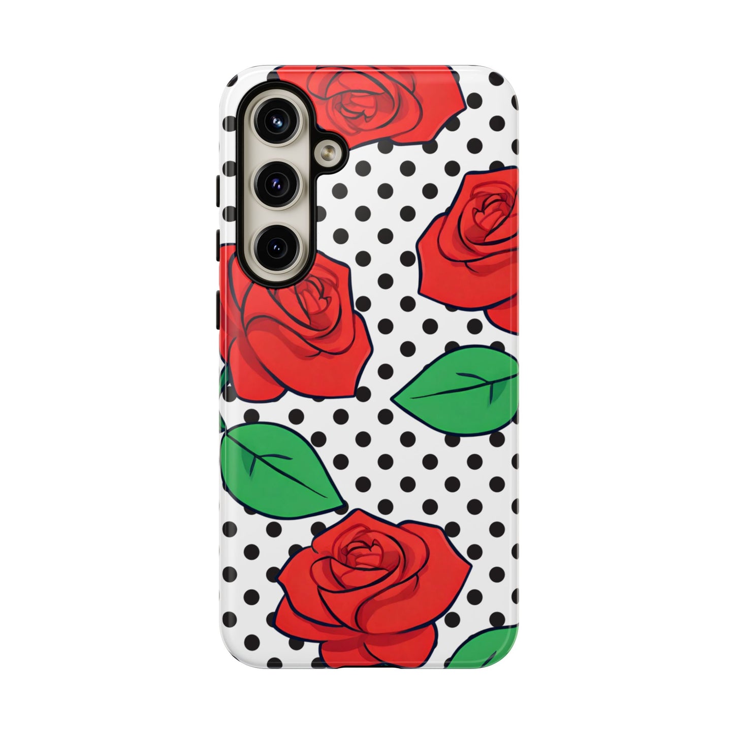 Polka Dot and Roses Phone Case - for Apple, Samsung, and Google Phones