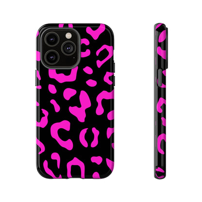 Black and Pink Leopard Print Phone Case - for Apple, Samsung, and Google Phones