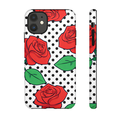 Polka Dot and Roses Phone Case - for Apple, Samsung, and Google Phones