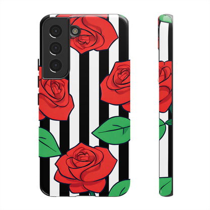 Stripes and Roses Phone Case - for Apple, Samsung, and Google Phones