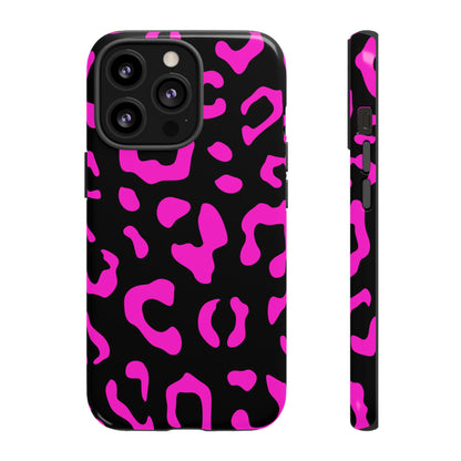 Black and Pink Leopard Print Phone Case - for Apple, Samsung, and Google Phones