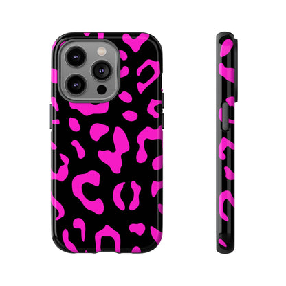 Black and Pink Leopard Print Phone Case - for Apple, Samsung, and Google Phones