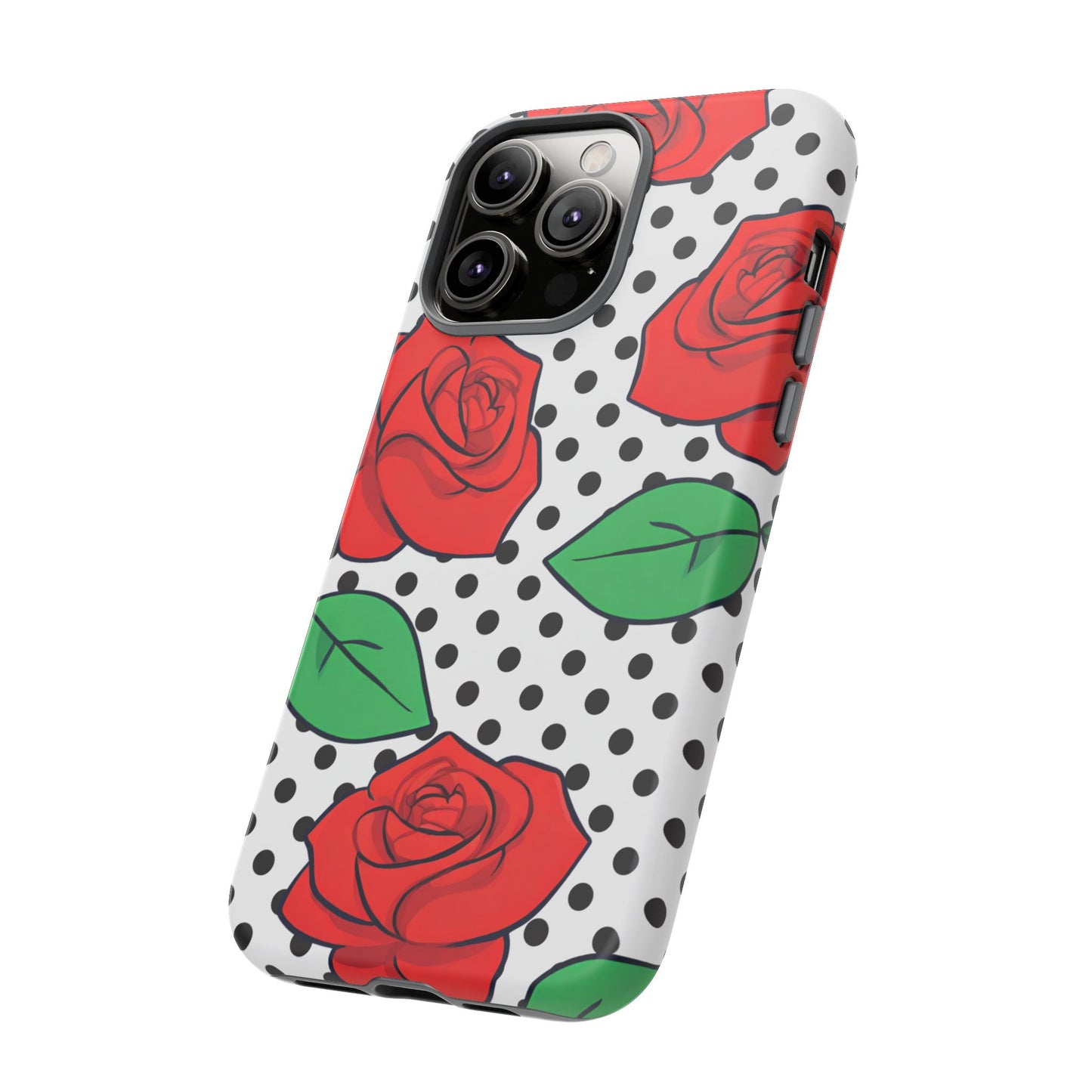 Polka Dot and Roses Phone Case - for Apple, Samsung, and Google Phones