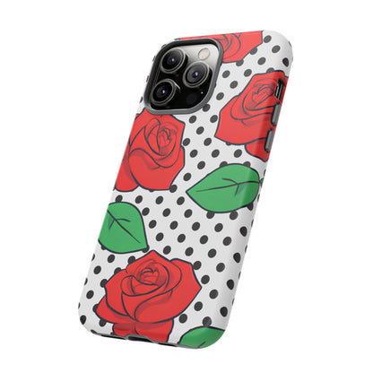 Polka Dot and Roses Phone Case - for Apple, Samsung, and Google Phones