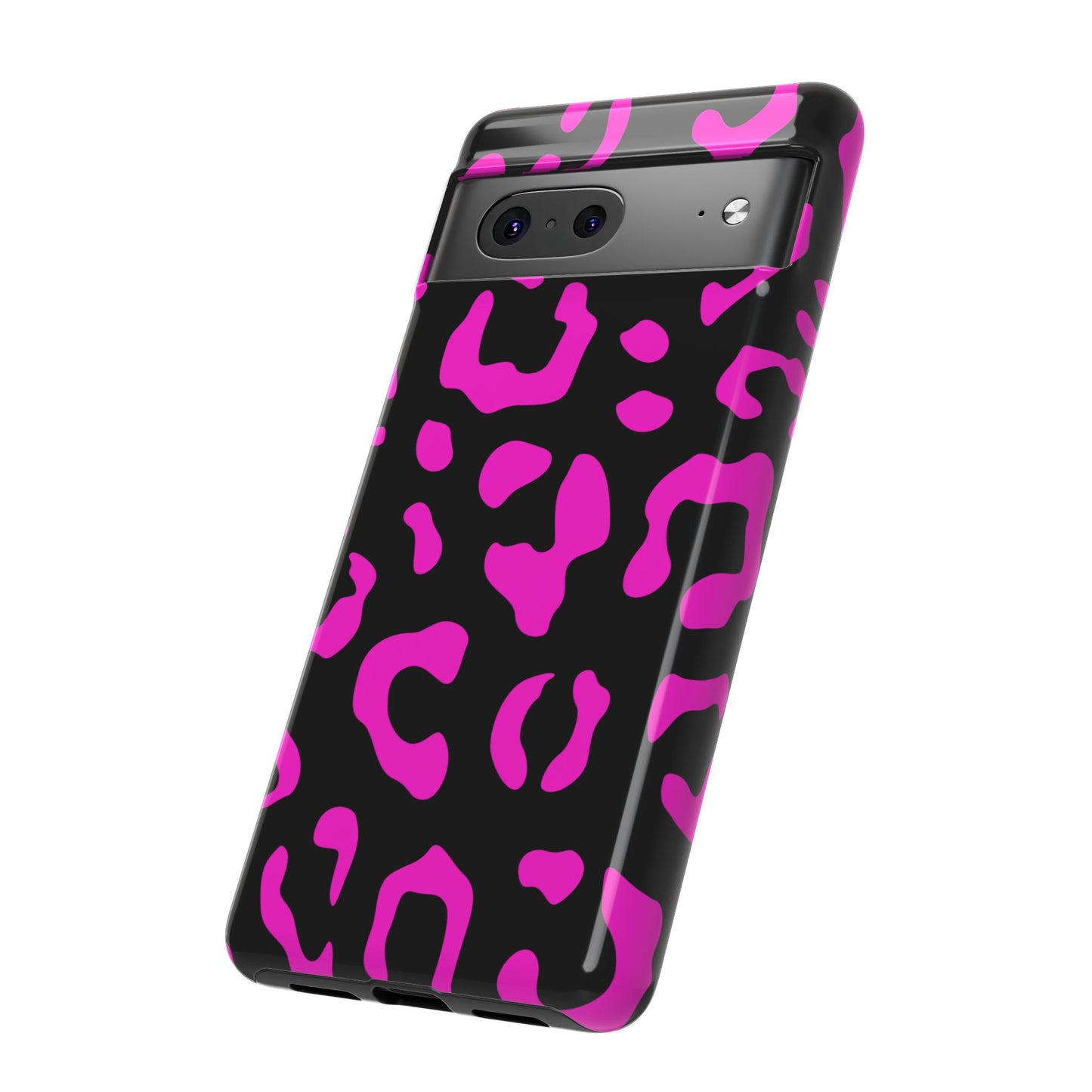 Black and Pink Leopard Print Phone Case - for Apple, Samsung, and Google Phones