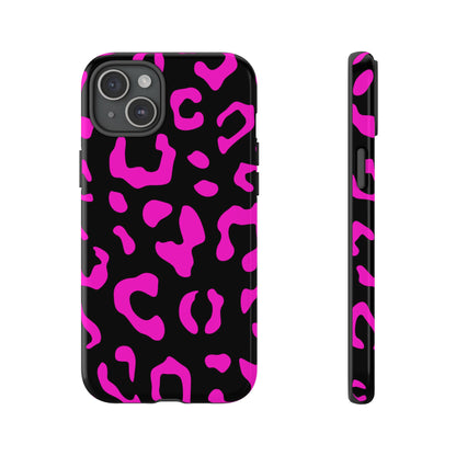 Black and Pink Leopard Print Phone Case - for Apple, Samsung, and Google Phones