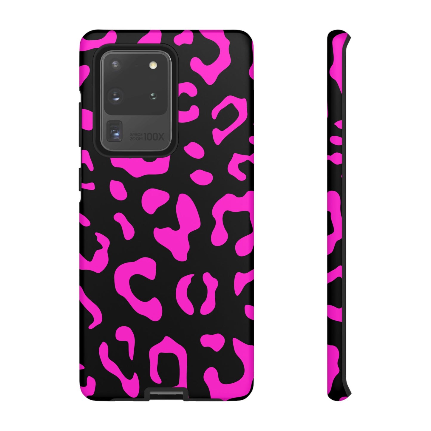 Black and Pink Leopard Print Phone Case - for Apple, Samsung, and Google Phones