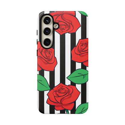 Stripes and Roses Phone Case - for Apple, Samsung, and Google Phones