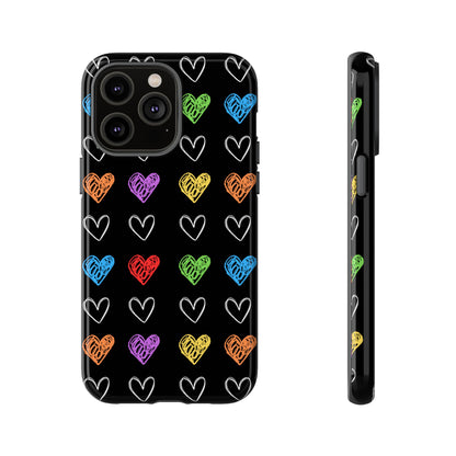 Colored Hearts Phone Case - for Apple, Samsung, and Google Phones