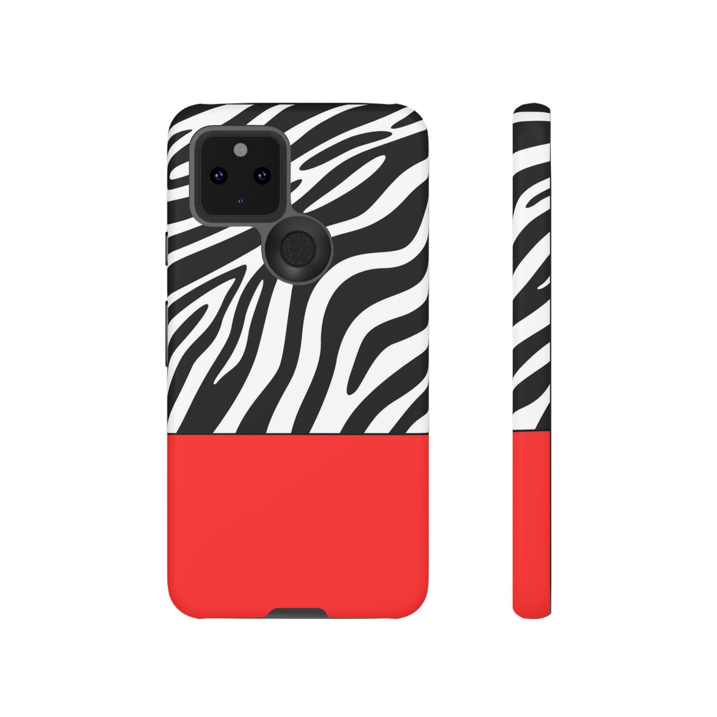 Zebra Print with Red Color Block Phone Case - for Apple, Samsung, and Google Phones