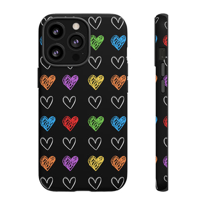 Colored Hearts Phone Case - for Apple, Samsung, and Google Phones