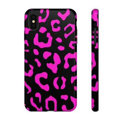 Black and Pink Leopard Print Phone Case - for Apple, Samsung, and Google Phones