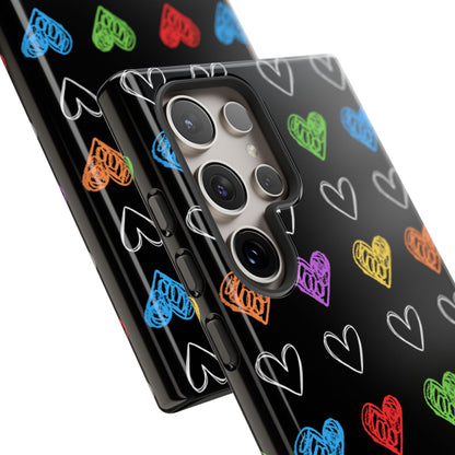 Colored Hearts Phone Case - for Apple, Samsung, and Google Phones