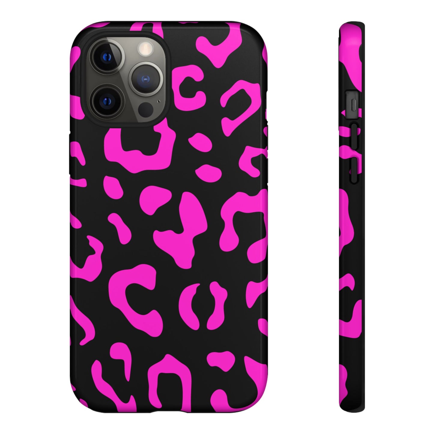 Black and Pink Leopard Print Phone Case - for Apple, Samsung, and Google Phones