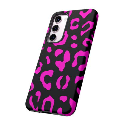 Black and Pink Leopard Print Phone Case - for Apple, Samsung, and Google Phones