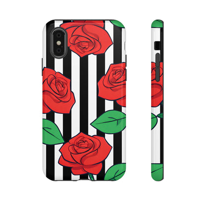 Stripes and Roses Phone Case - for Apple, Samsung, and Google Phones