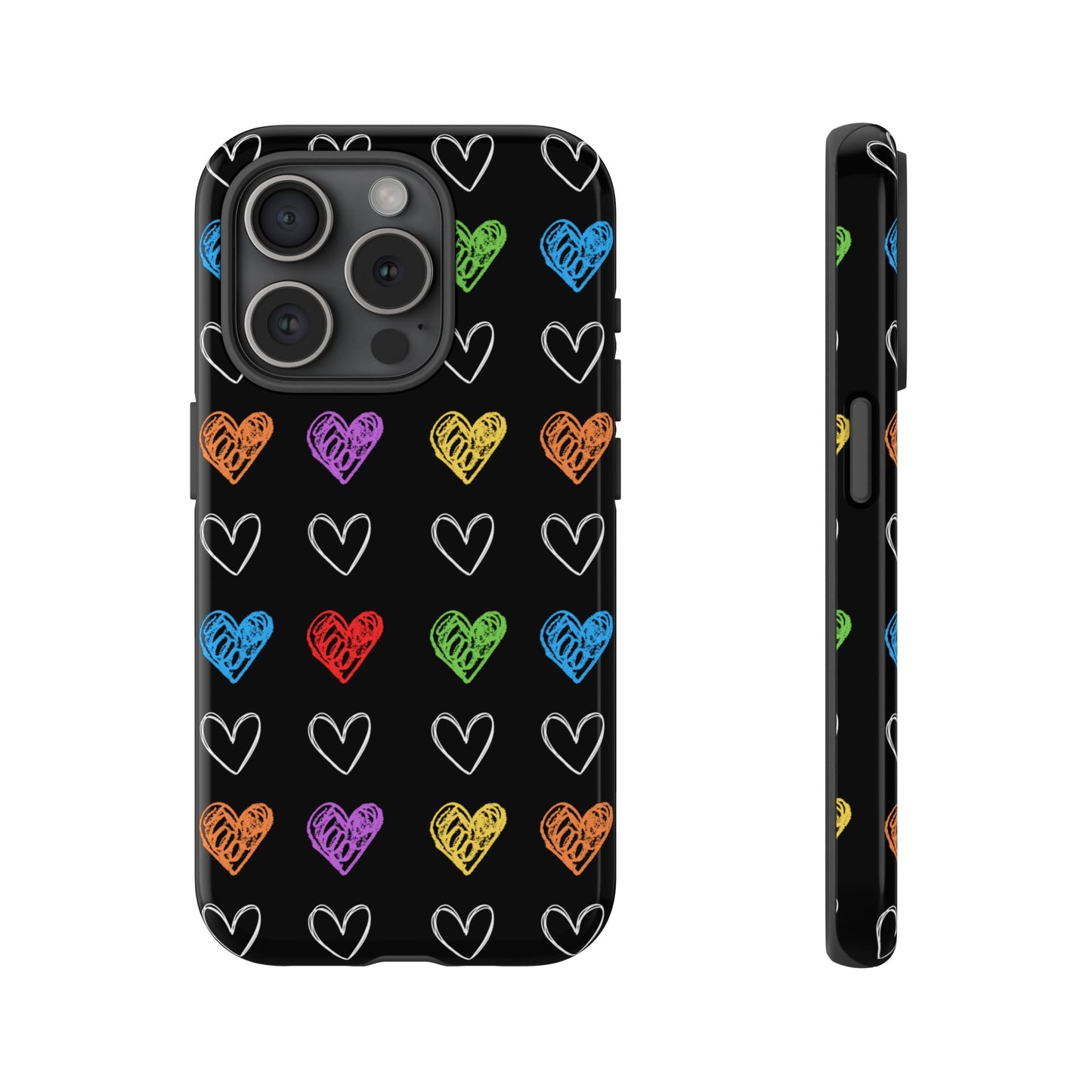 Colored Hearts Phone Case - for Apple, Samsung, and Google Phones