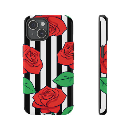 Stripes and Roses Phone Case - for Apple, Samsung, and Google Phones